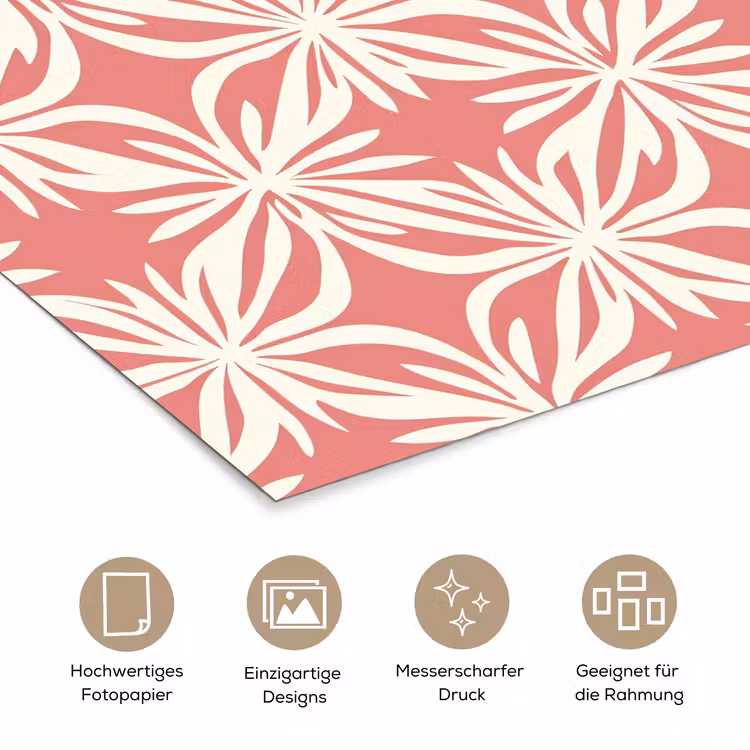 Roze - Bloemenmotief - Wit - Modern poster papier klein 62 -tcloseup_DE