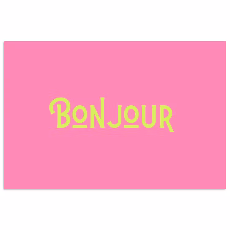 Roze - Groene Bonjour - art-deco poster papier klein -3d