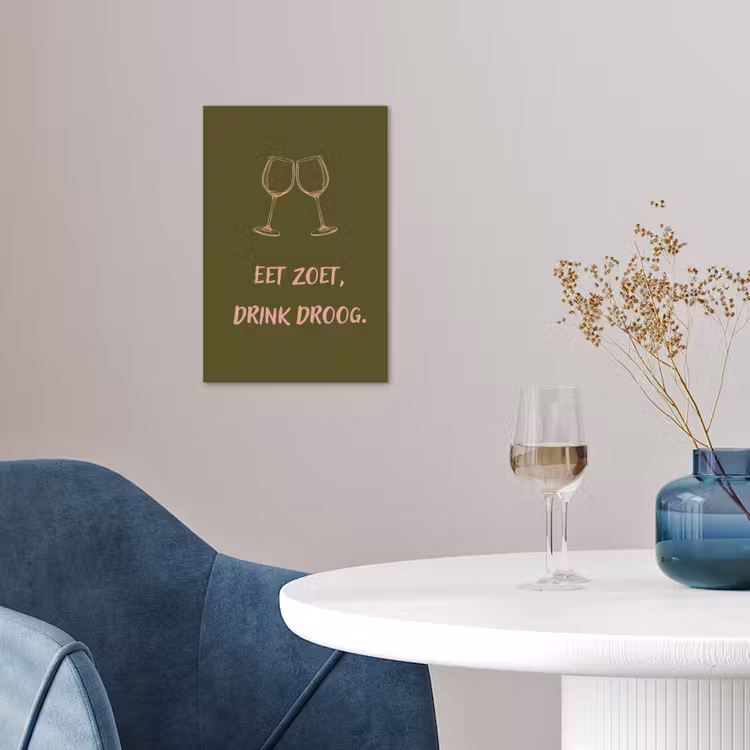 Roze - Groen - Wijn - Quote poster papier klein -sfeer3