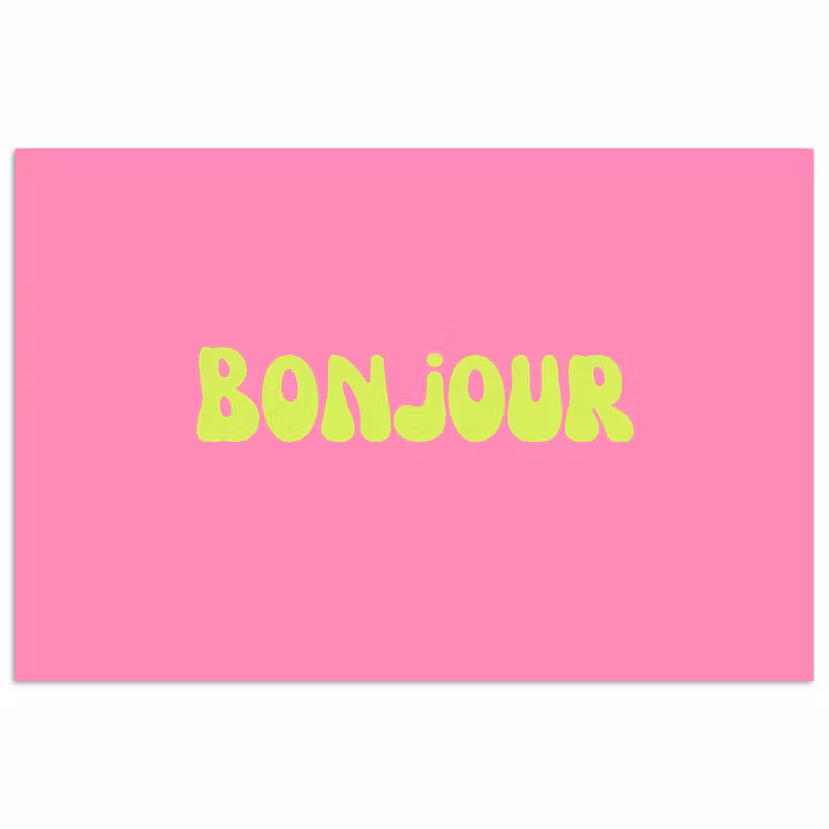 Roze - Groene bonjour - Organisch poster papier klein -3d