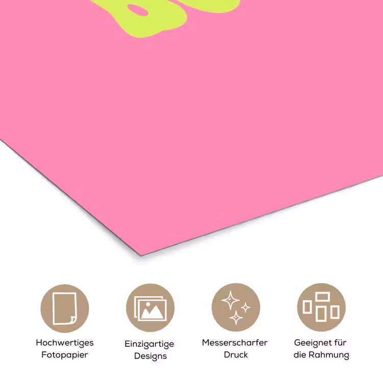 Roze - Groene bonjour - Organisch poster papier klein -tcloseup_DE