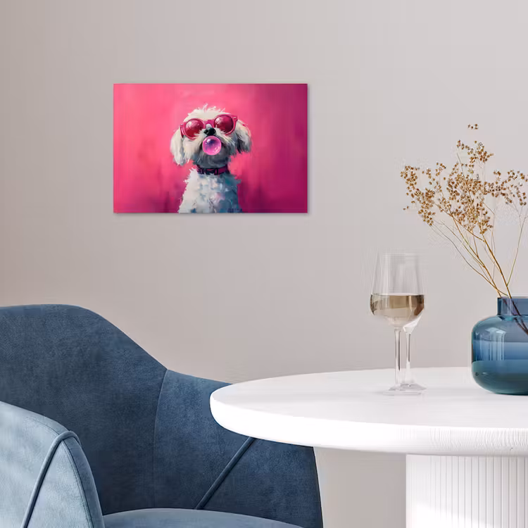 Pink - Hond - Bubbel poster papier klein -sfeer3