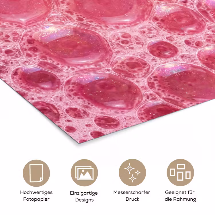 Roze - Schuim - Bubbels poster papier klein -tcloseup_DE