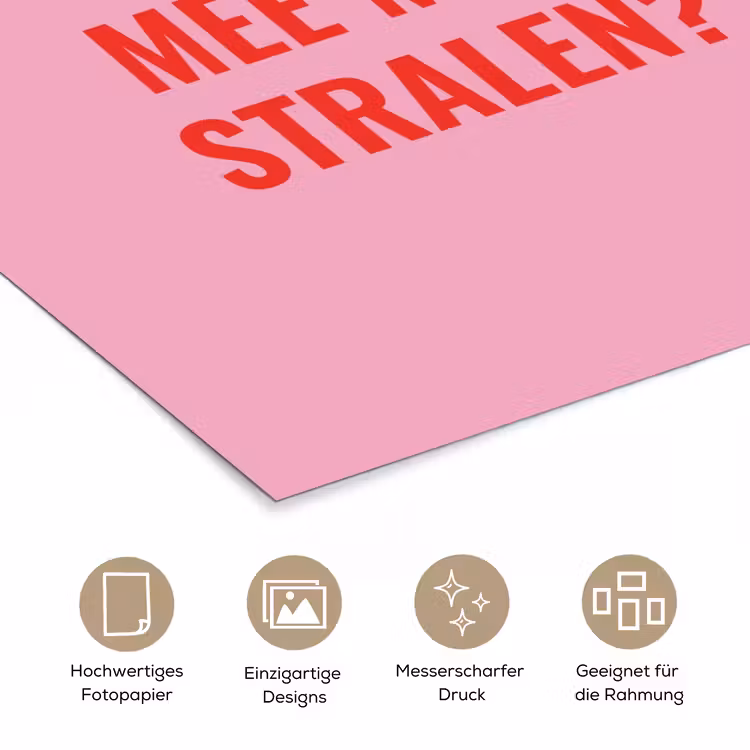 Roze - Zon - Quote poster papier klein -tcloseup_DE