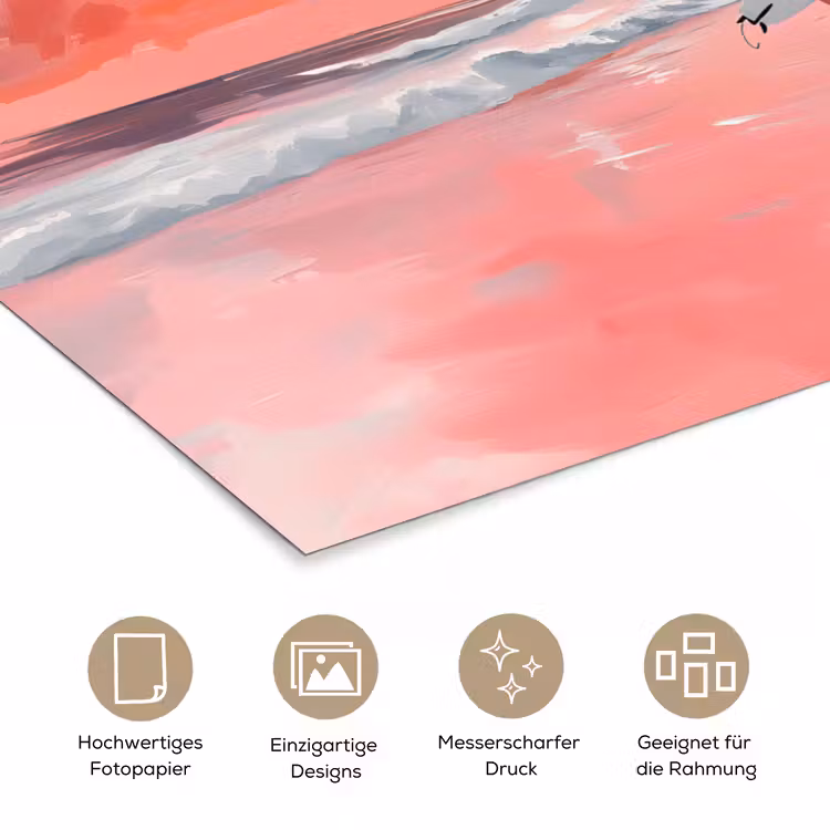 Roze - Surfen - Zee poster papier klein -tcloseup_DE