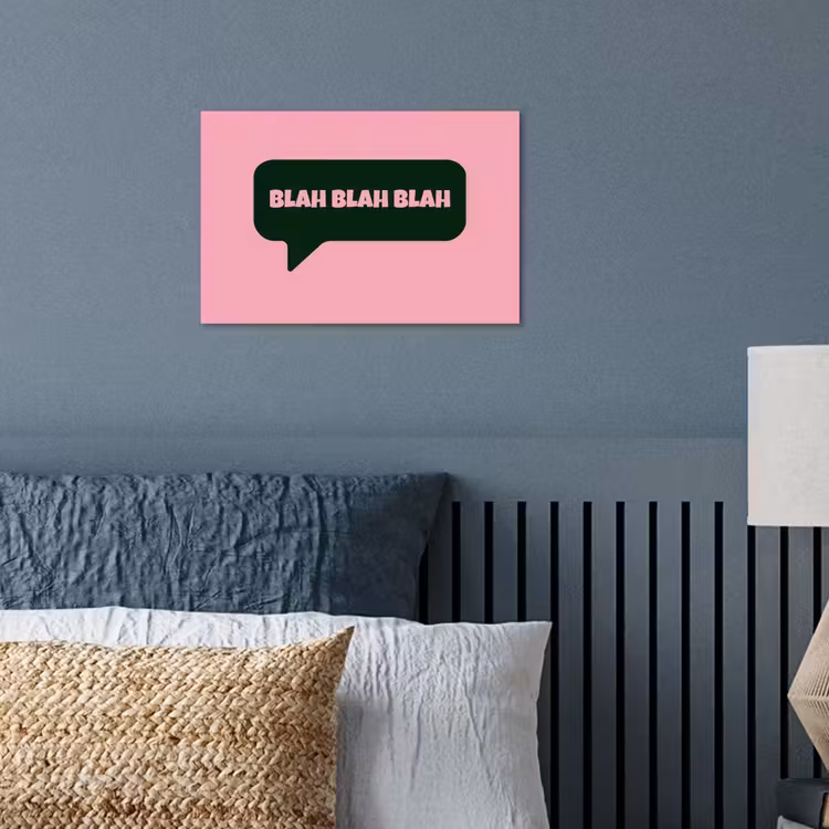 Roze - Tekstwolk - Groen - BLAH BLAH BLAH poster papier klein -sfeer2