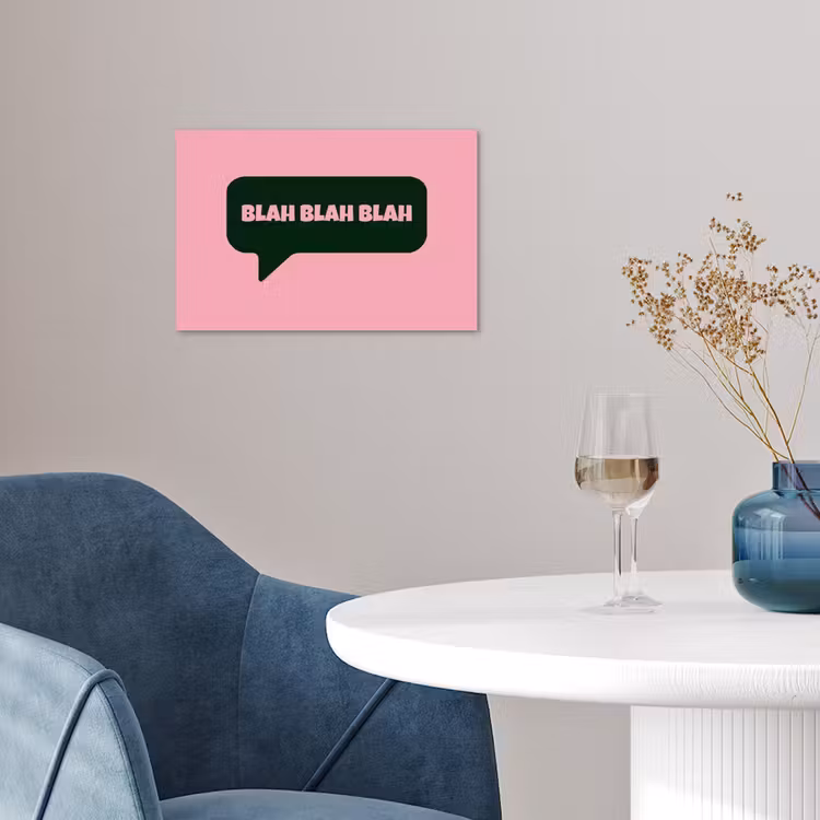 Roze - Tekstwolk - Groen - BLAH BLAH BLAH poster papier klein -sfeer3