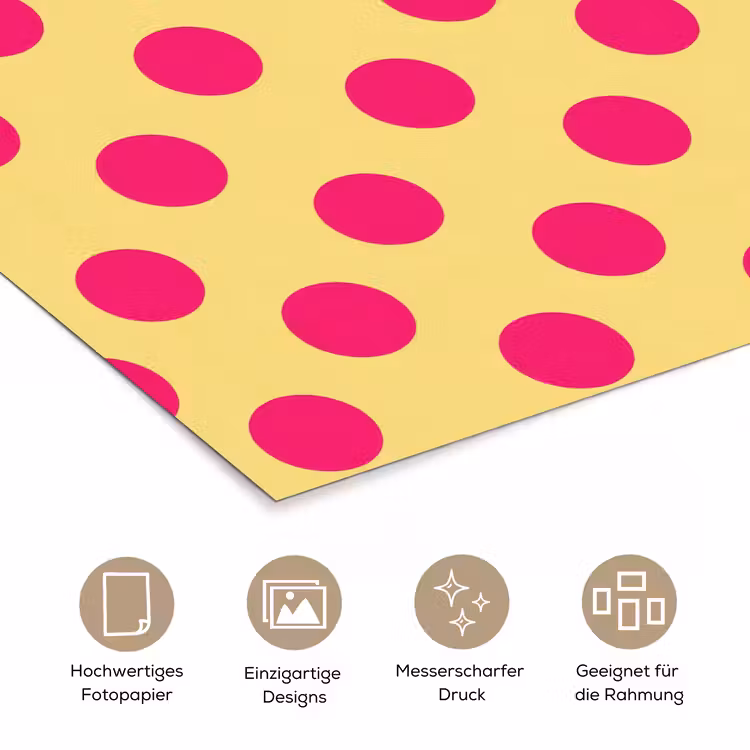 Roze - Stippen - Geel poster papier klein 62 -tcloseup_DE
