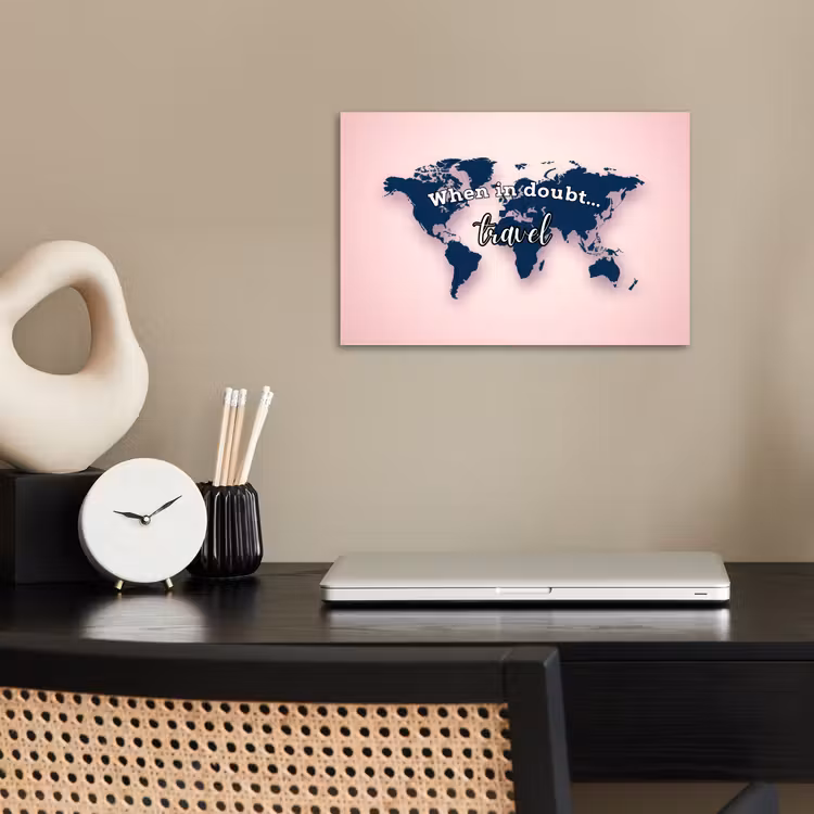 Roze - Quote - Wereldkaart - Travel poster papier klein -sfeer1