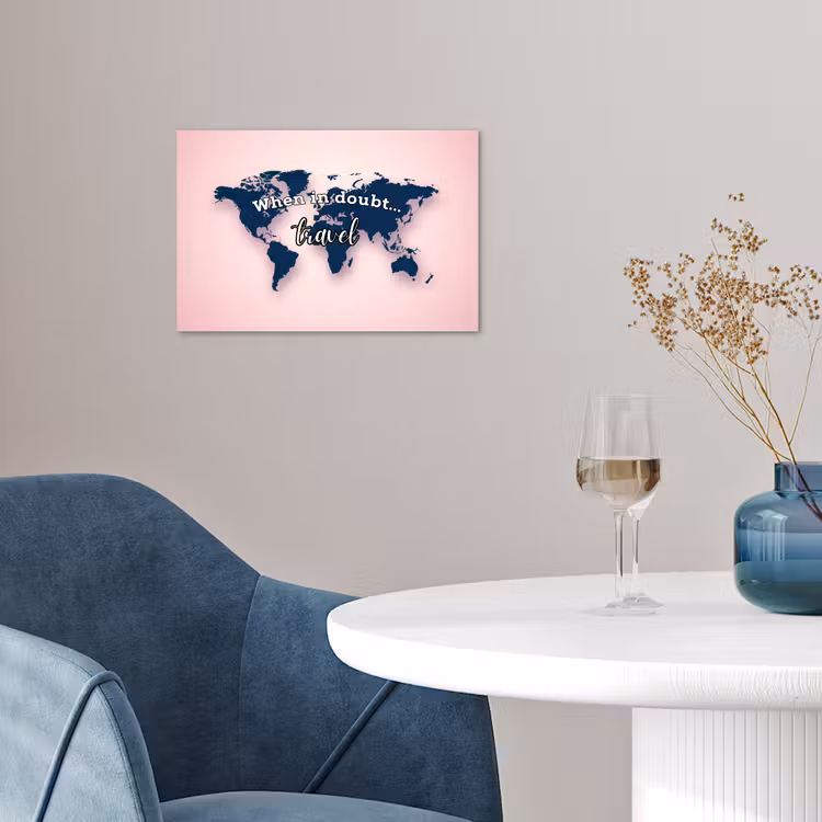 Roze - Quote - Wereldkaart - Travel poster papier klein -sfeer3