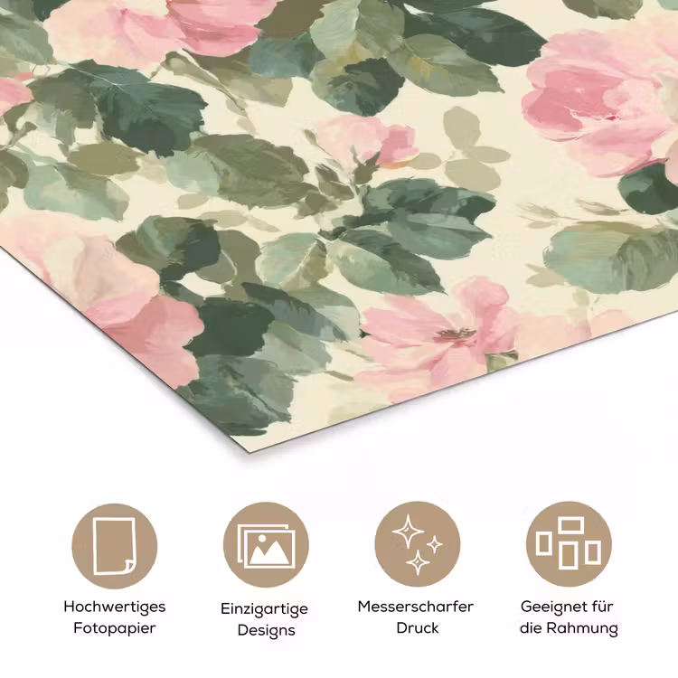 Rozen - Botanisch - Roze poster papier klein 62 -tcloseup_DE