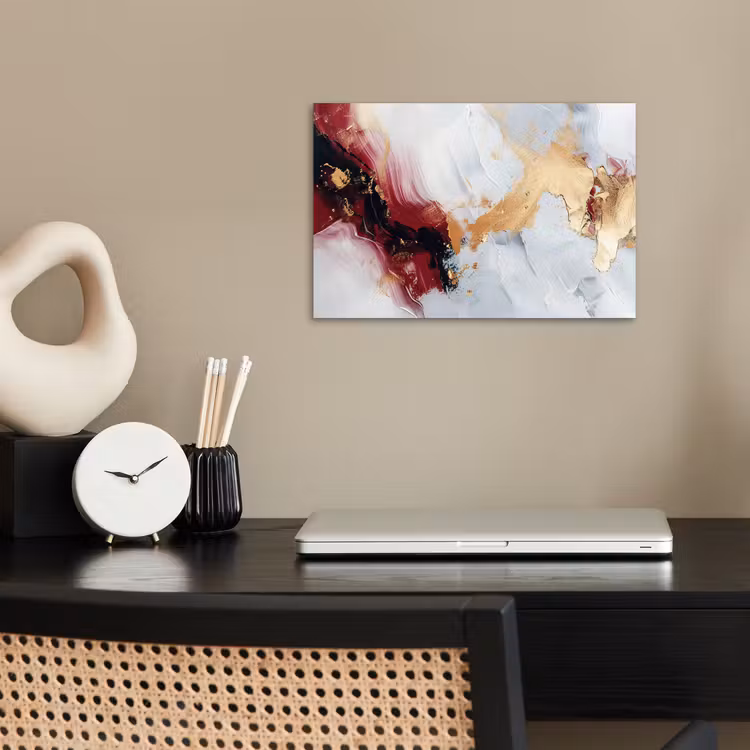 Rood - Abstract - Goud - Modern poster papier klein -sfeer1