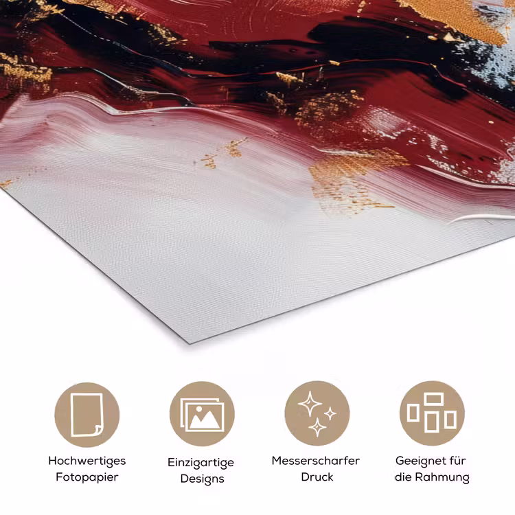 Rood - Abstract - Goud - Modern poster papier klein -tcloseup_DE