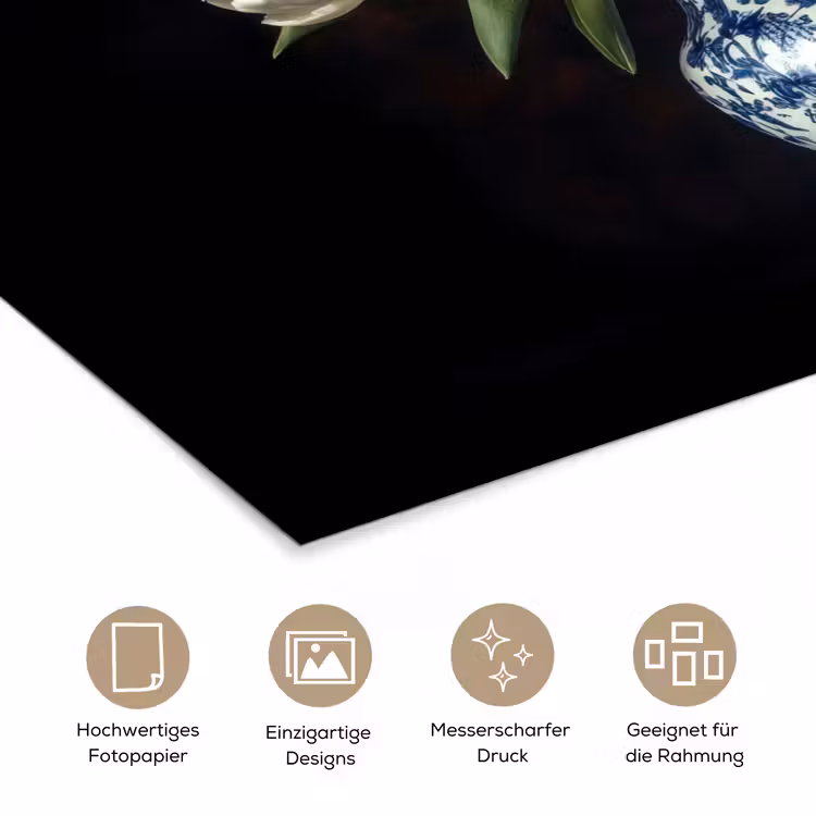 Rode - Bloemen - Tulpen - Vaas poster papier klein -tcloseup_DE