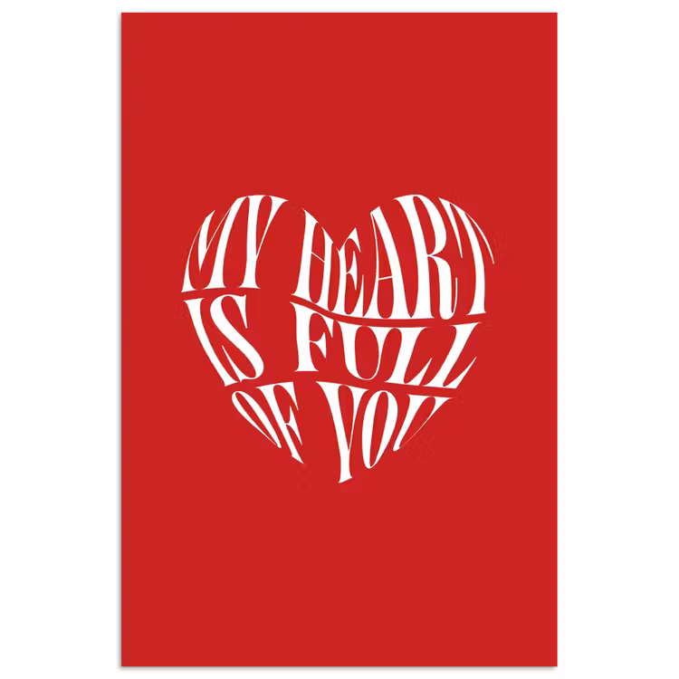 Rood - Hart- Tekst - Valentijn poster papier klein -3d