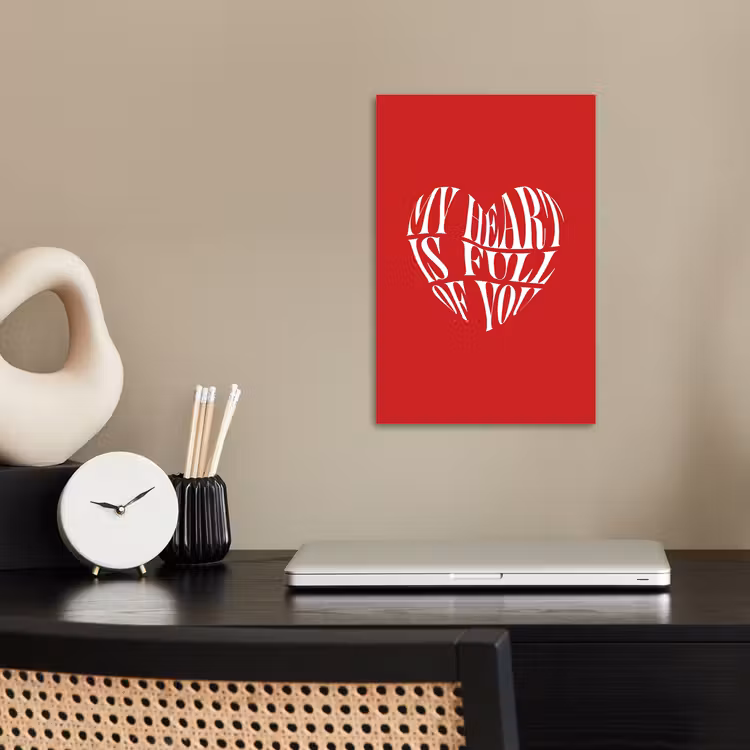 Rood - Hart- Tekst - Valentijn poster papier klein -sfeer1