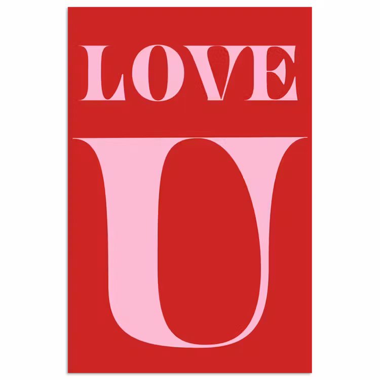 Rood - Love - Valentijn - Roze poster papier klein -3d