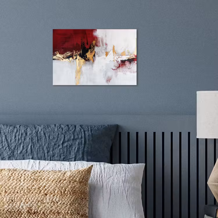 Rood - Marmer - Abstract - Goud - Modern poster papier klein -sfeer2