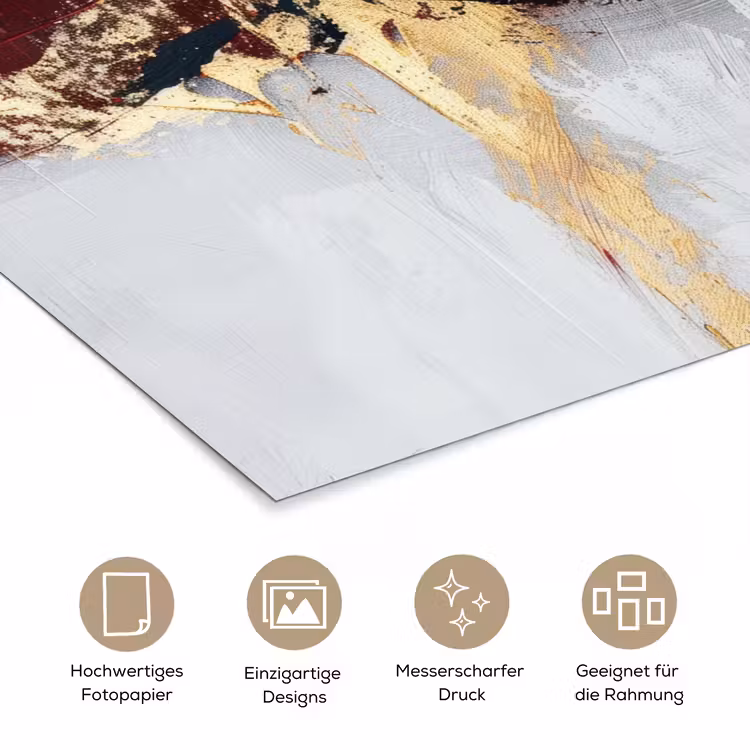 Rood - Marmer - Abstract - Goud - Modern poster papier klein -tcloseup_DE