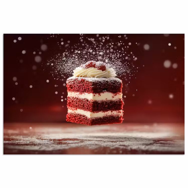 Rode - Velvet - Taart - Eten poster papier klein -3d