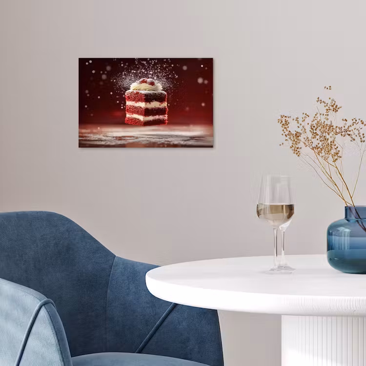 Rode - Velvet - Taart - Eten poster papier klein -sfeer3