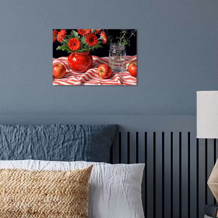 Poster - Rote Blumen – Vase - Rode bloemen - Vaas poster papier klein