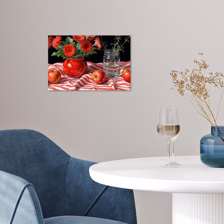 Poster - Rote Blumen – Vase - Rode bloemen - Vaas poster papier klein
