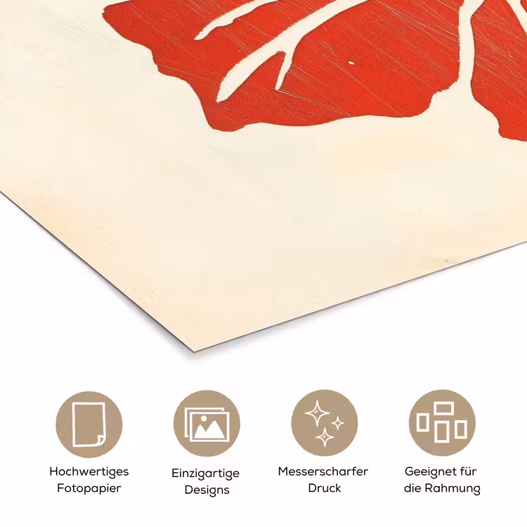 Rode hibiscusbloem - Textuur achtergrond - Beige poster papier klein -tcloseup_DE