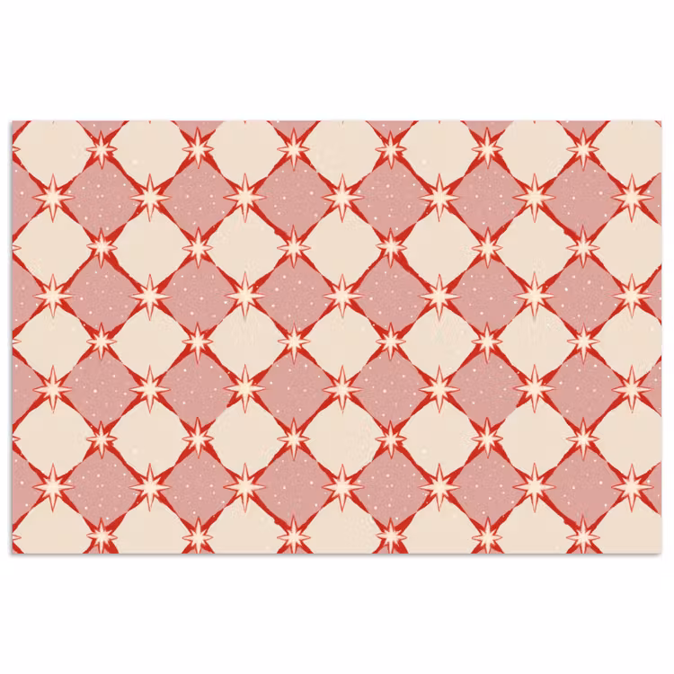 Ruiten - Sterren - Vintage - Oudroze - Rood poster papier klein 62 -3d