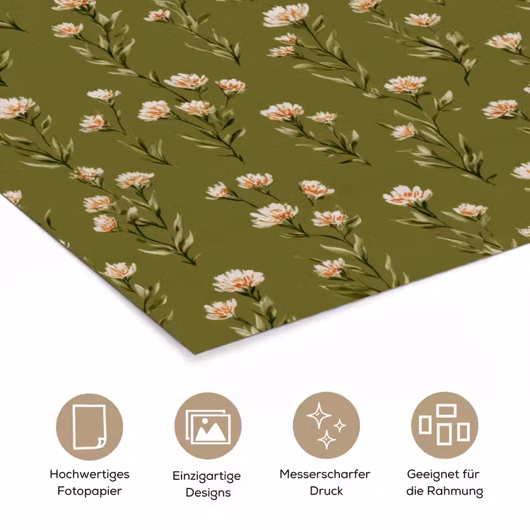 Landelijk - Bloemen - Groen poster papier klein 62 -tcloseup_DE