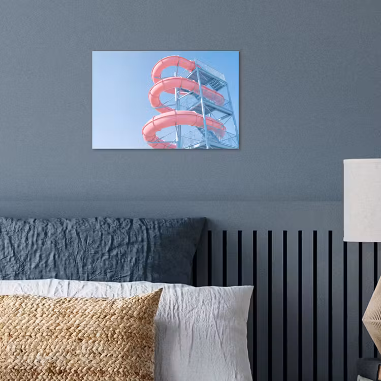 Glijbaan - Waterpark - Spiraal - Modern - Roze poster papier klein -sfeer2