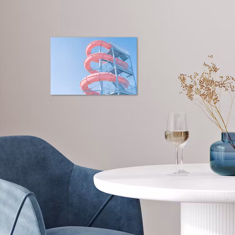 Glijbaan - Waterpark - Spiraal - Modern - Roze poster papier klein -sfeer3