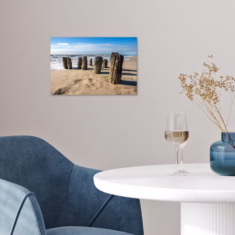Zand - Strand - Paal - Water - Zomer poster papier klein -sfeer3