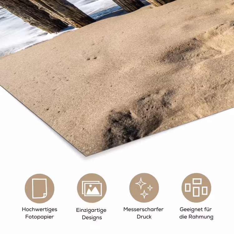 Zand - Strand - Paal - Water - Zomer poster papier klein -tcloseup_DE