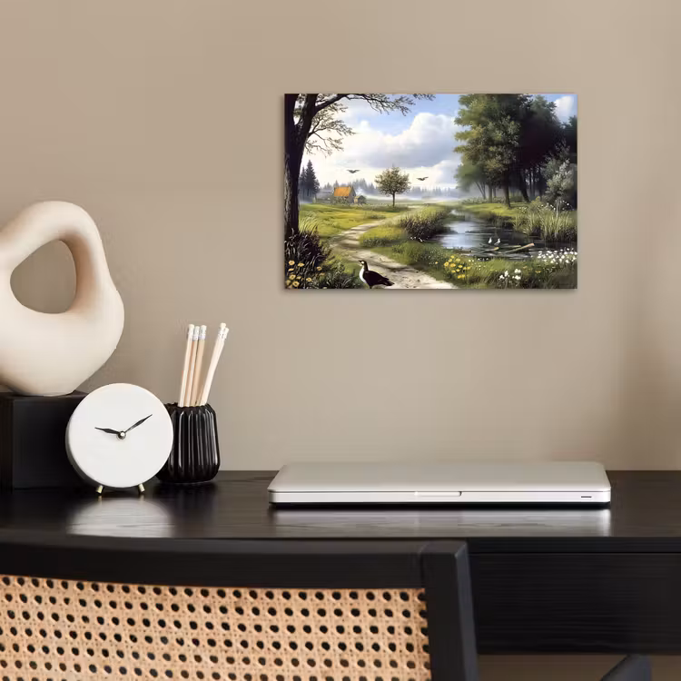 Zandpad - Groen landschap - Water poster papier klein -sfeer1