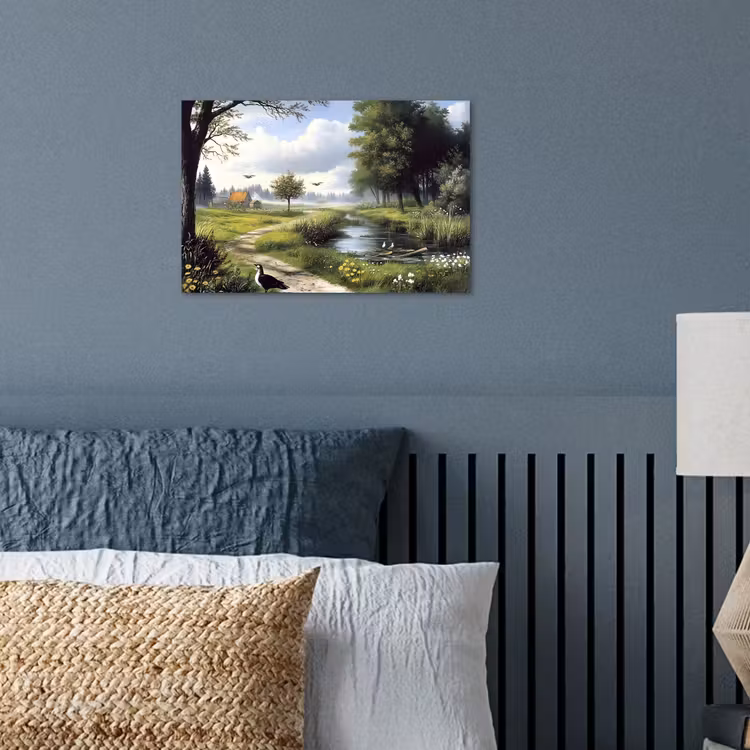 Zandpad - Groen landschap - Water poster papier klein -sfeer2