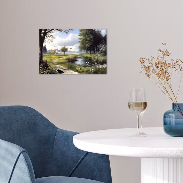 Zandpad - Groen landschap - Water poster papier klein -sfeer3