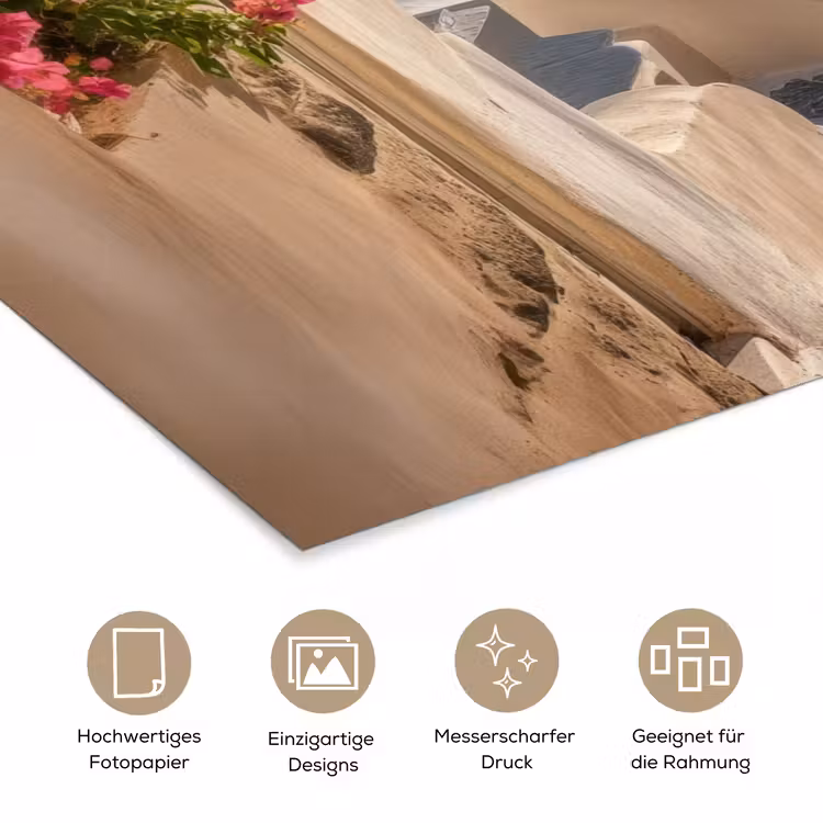 Santorini - Bloemen - Griekenland poster papier klein -tcloseup_DE