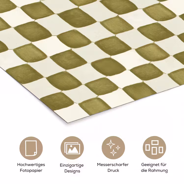 Schaak - Patroon - Groen poster papier klein 62 -tcloseup_DE