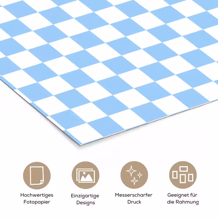 Schaakbord - Klassiek - Blauw poster papier klein 62 -tcloseup_DE