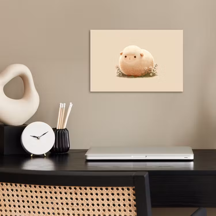 Schaap - Beige - Bloemen poster papier klein -sfeer1