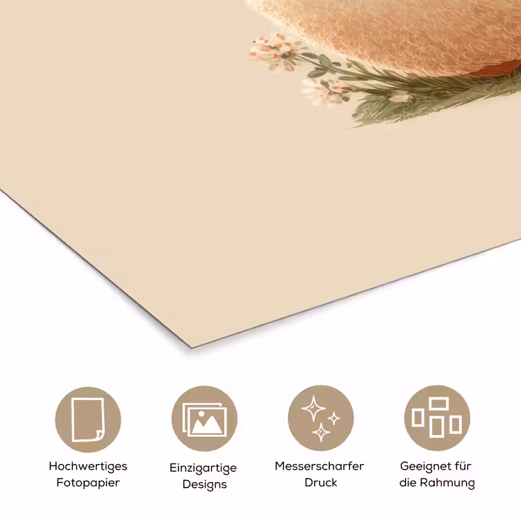 Schaap - Beige - Bloemen poster papier klein -tcloseup_DE