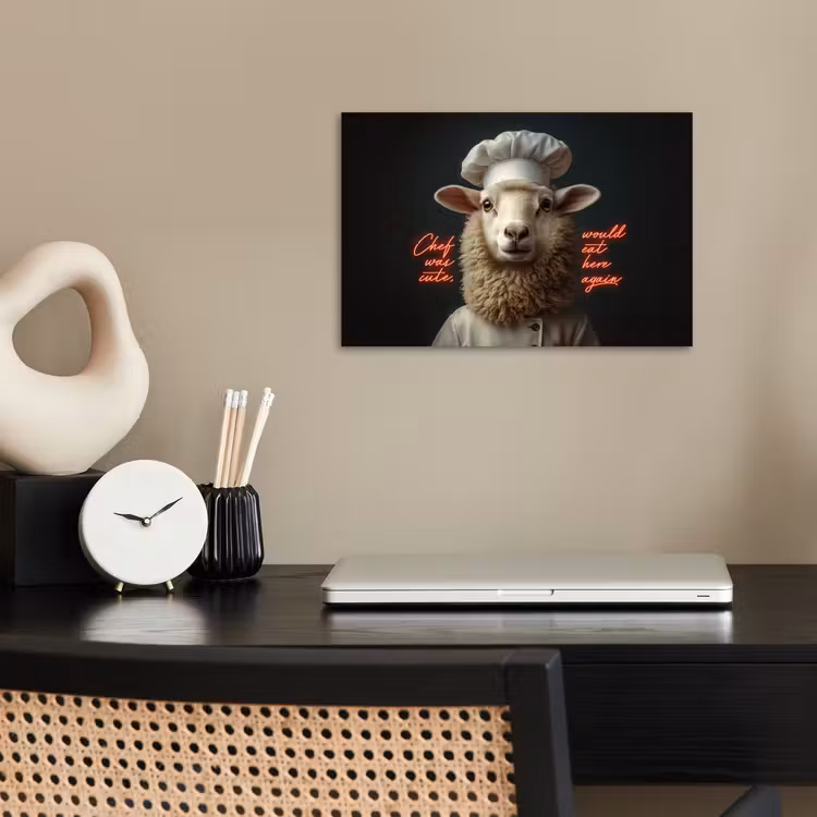 Schaap - Kokskleding - Neon - Quote poster papier klein -sfeer1