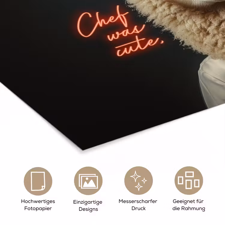 Schaap - Kokskleding - Neon - Quote poster papier klein -tcloseup_DE