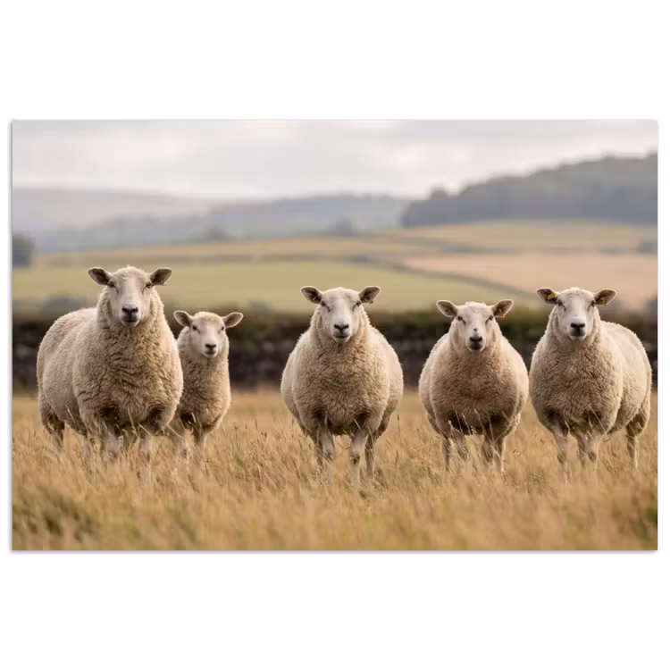 Schapen - Weidenlandschap - Heuvels poster papier klein -3d