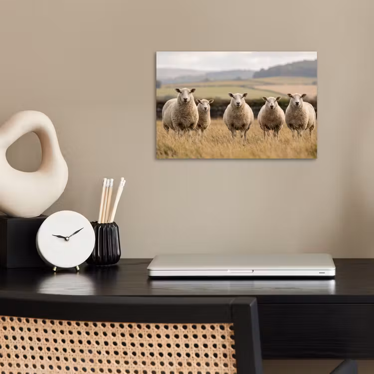 Schapen - Weidenlandschap - Heuvels poster papier klein -sfeer1