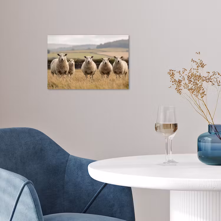 Schapen - Weidenlandschap - Heuvels poster papier klein -sfeer3