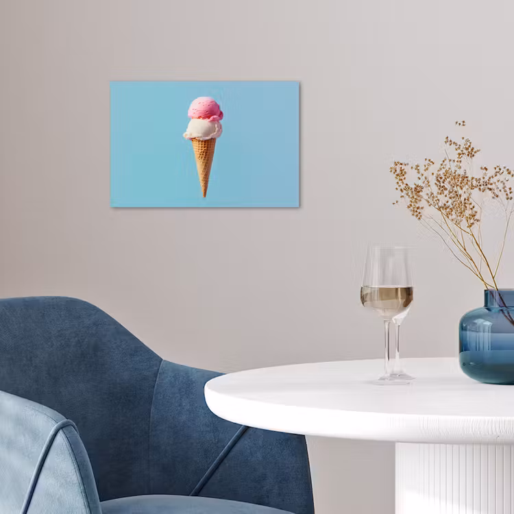 Bolletjes - Schepijs - Hoorntje - Blauw poster papier klein -sfeer3