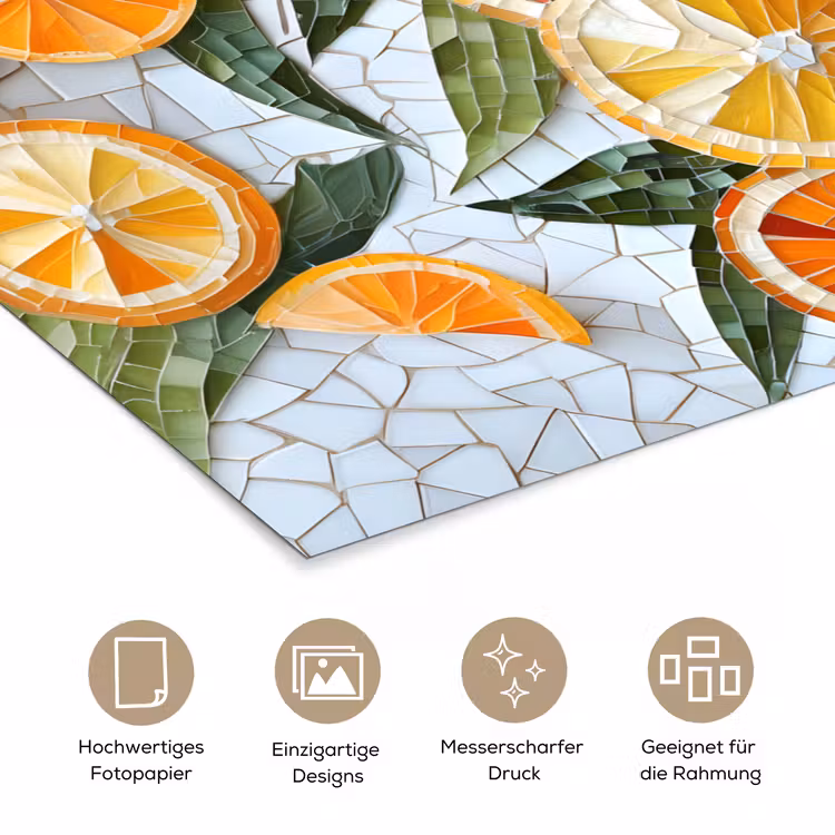 Schijfjes - Fruit - Oranje - Mozaïek poster papier klein -tcloseup_DE