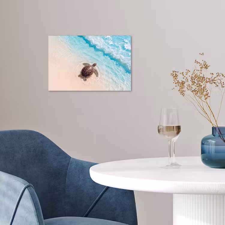 Schildpad - Helder water - Strand - Dieren - Natuur poster papier klein -sfeer3